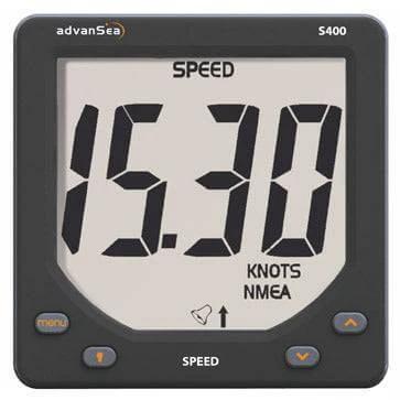 advanSea Speed S400 with plastic thru-hull tdx showing speed in knots and large digital display