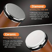 Roller Knife Sharpening Kit With Diamond, Dual-Grind Rolling Knife Sharpener, Sharpening Tool For Kitchen Knives, Tumbler Sharpener For Home - Brown by China Dropship