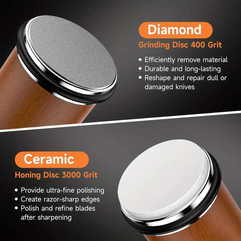 Roller Knife Sharpening Kit With Diamond, Dual-Grind Rolling Knife Sharpener, Sharpening Tool For Kitchen Knives, Tumbler Sharpener For Home - Brown by China Dropship