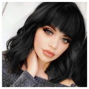 Women Mid Wig with Hat Blond Synthetic Hair Full Wigs High Quality by dealonline.co.nz