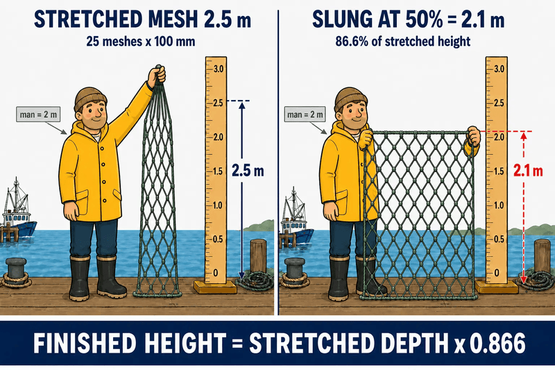 Action Fishing Nets Mullet Fishing Net Mesh Unslung AFM-14A 4 Inch 25md Mullet Unslung Mesh 100mm x 245m Snow whit Action Fishing Nets Mullet Unslung Mesh AFM-14A 4 Inch