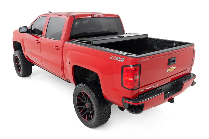 Hard Tri-Fold Flip Up Bed Cover Chevy/GMC 1500/2500HD/3500HD (14-19) by Magwarehouse.com
