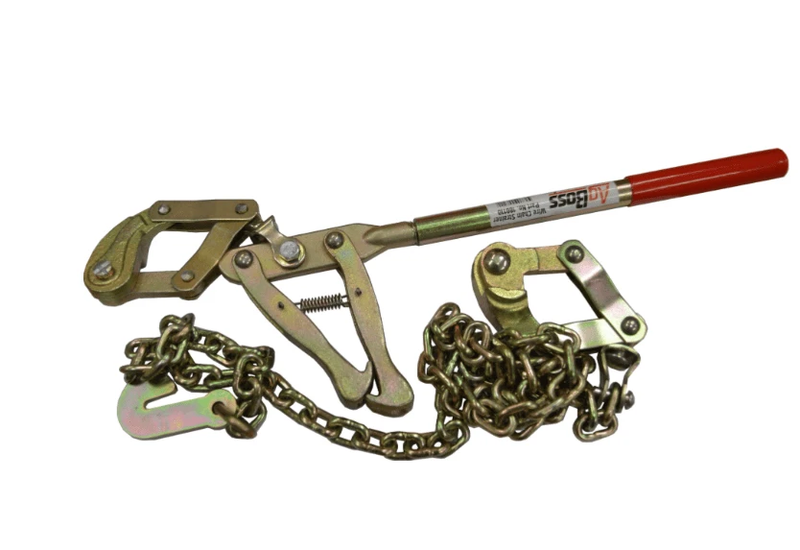 Agboss Wire Strainer - Chain Type Ag Boss with smooth grip jaws and strong anchoring chain.