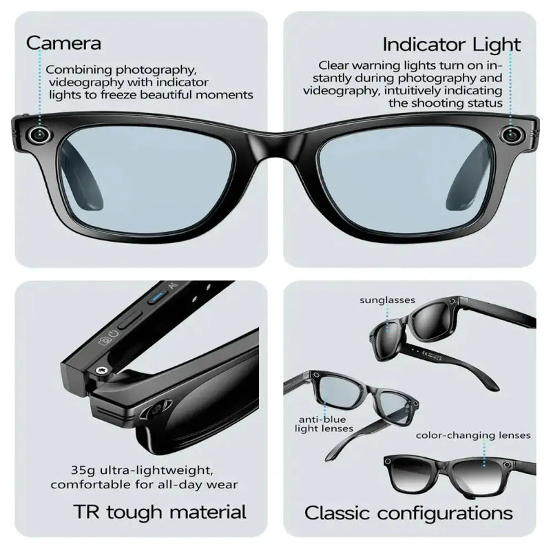 AI Smart Glasses – 4K Camera, Translation, Music & Calls (4 models available) by Habicare