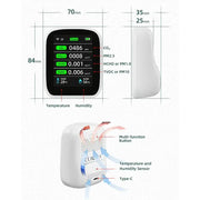 Air Quality Monitor – CO2, HCHO, TVOC (8-in-1) by Habicare