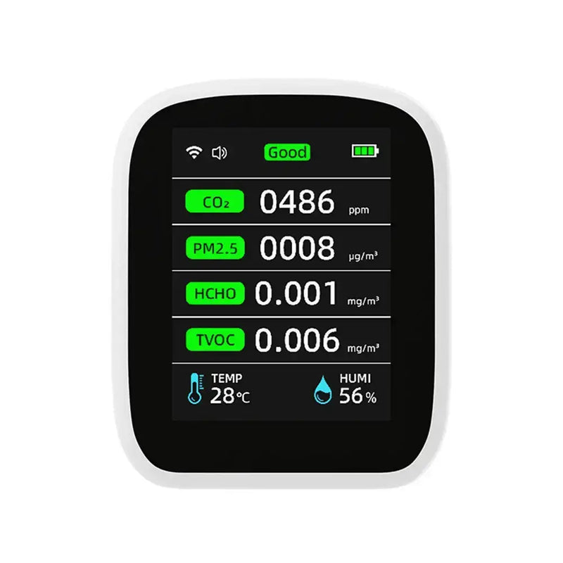 Air Quality Monitor – CO2, HCHO, TVOC (8-in-1) by Habicare