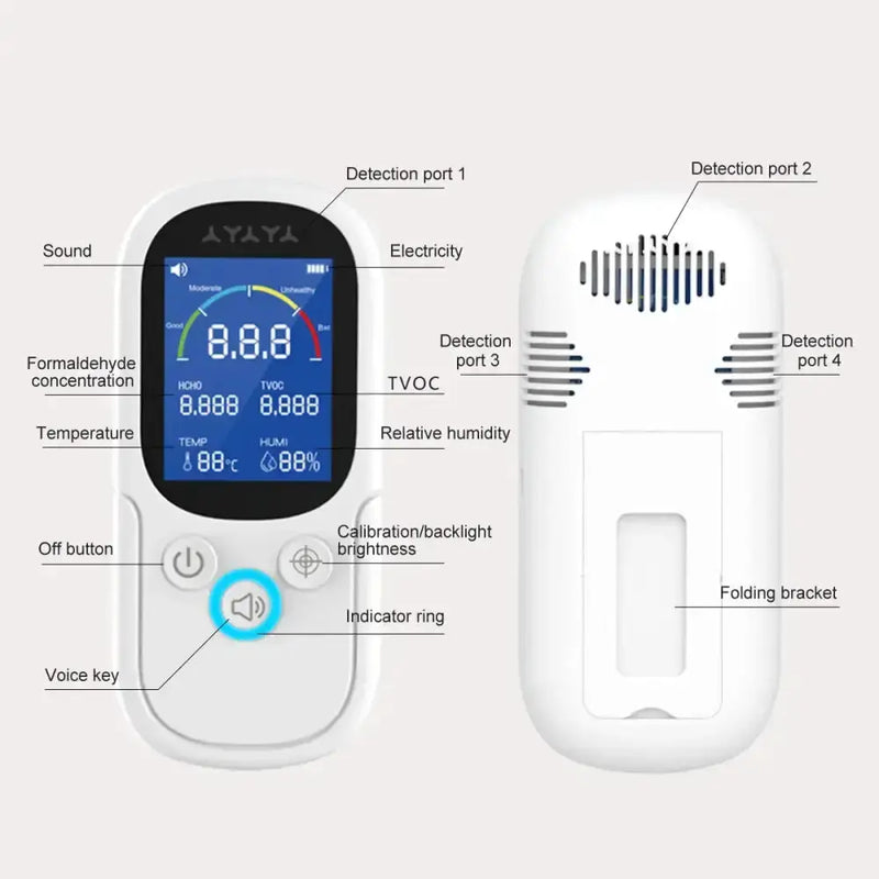 Air Quality Monitor – Formaldehyde, TVOC, CO2, Temperature & Humidity Detector by Habicare