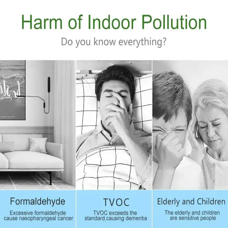 Air Quality Monitor – Formaldehyde, TVOC, CO2, Temperature & Humidity Detector by Habicare