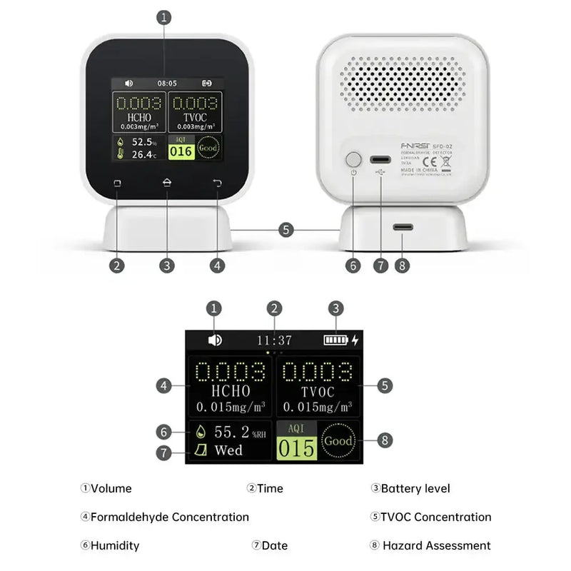 Air Quality Monitor – Real-Time Formaldehyde & TVOC Tester by Habicare