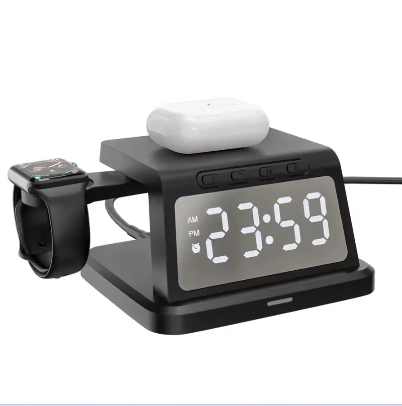 Digital Alarm Clock Wireless Charger – 3W/5W/7.5W/10W Multifunction Charger by techplus