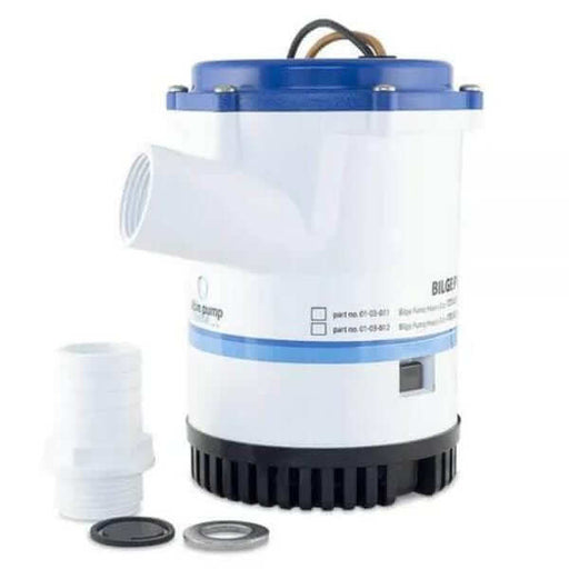 Heavy Duty Bilge Pump 24V-2250 gph - Submersible pump with accessories and durable design for efficient water removal.