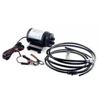 Gear Pump Oil Change Kit 12V with hoses and clamps for efficient oil change in tight spaces.