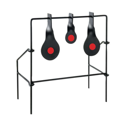 Allen EZ Aim Metal Spinner Target with three black and red spinner targets on a solid stand.