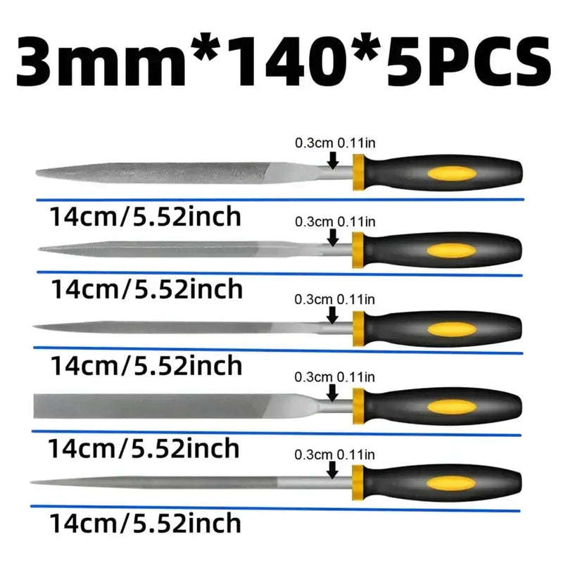 Alloy Steel Precision File Set (5pcs) (2 sizes available) by Habicare