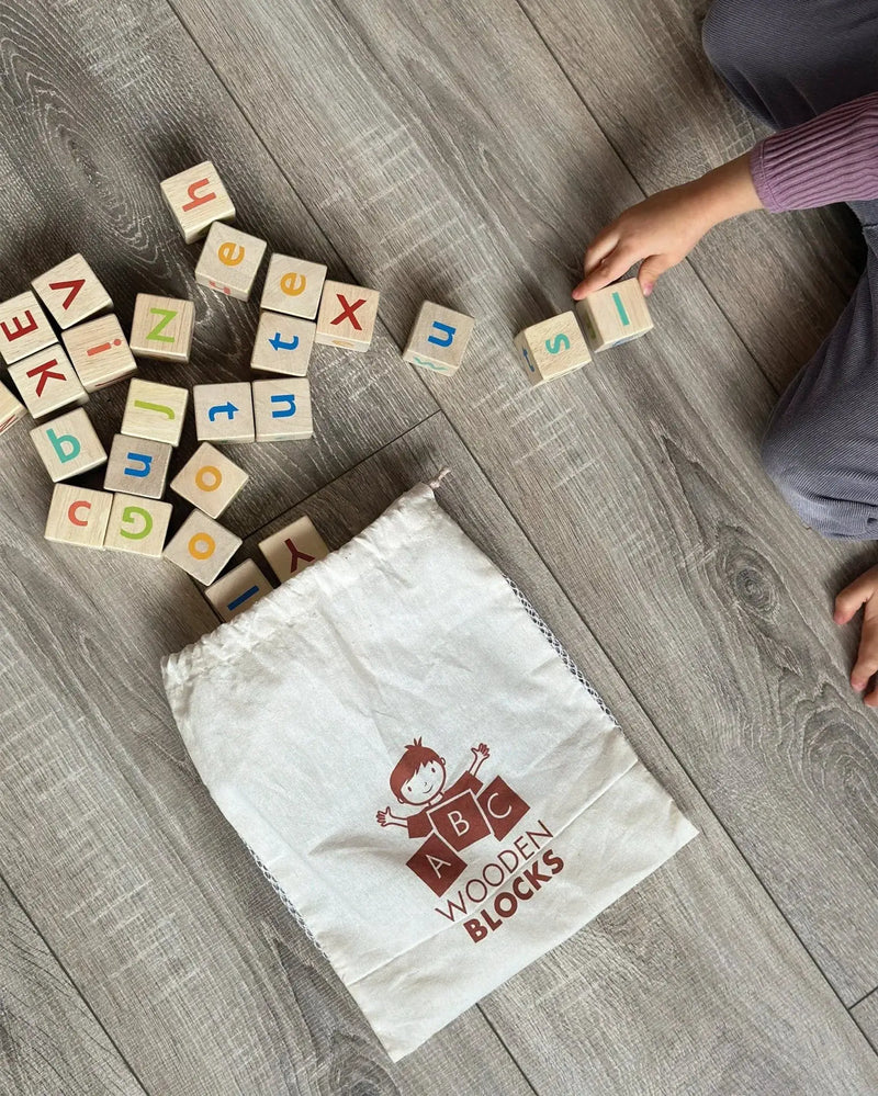 Alphabet Spelling Blocks – Mentari | Wooden Toy NZ by Curious Moonbeam