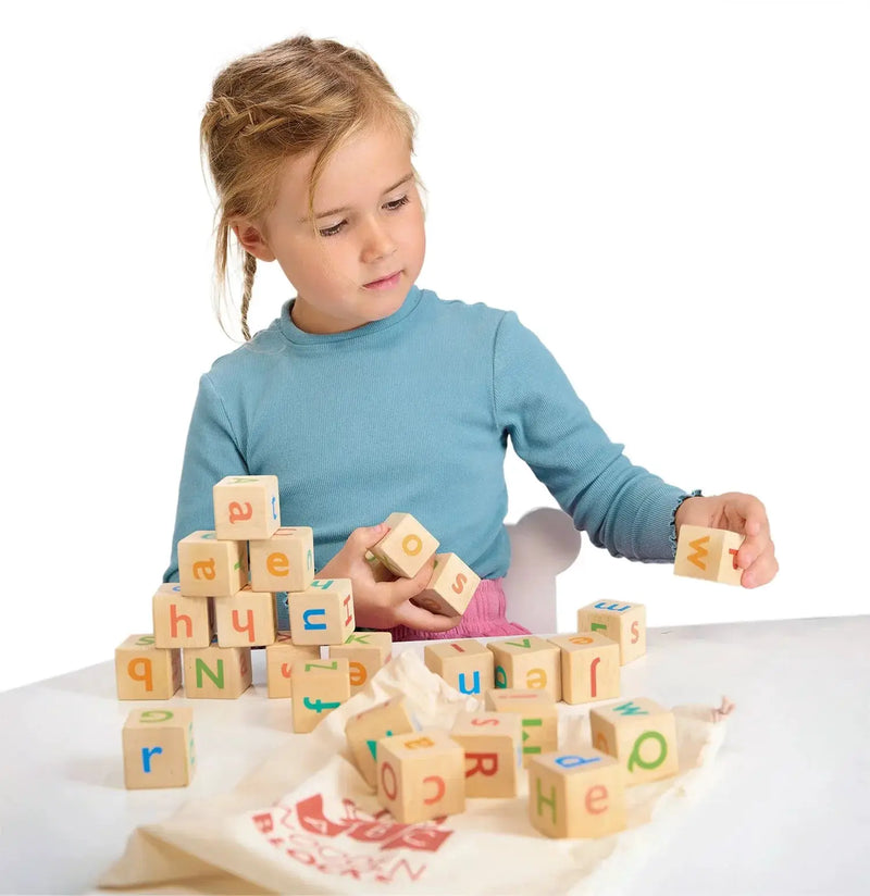 Alphabet Spelling Blocks – Mentari | Wooden Toy NZ by Curious Moonbeam