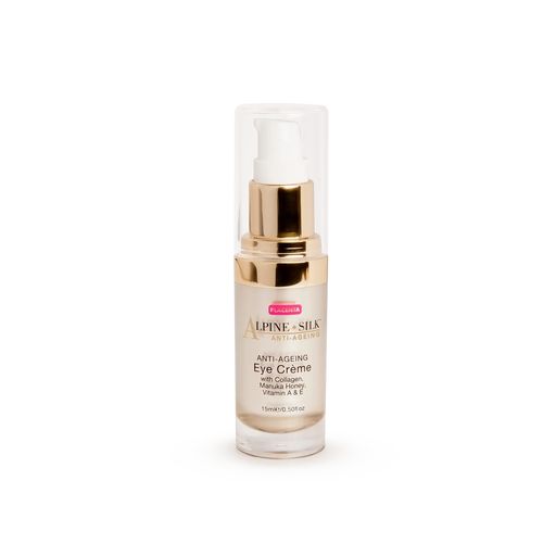 Alpine Silk Anti-Ageing Eye Cream 15ml in a pump bottle for smooth application.