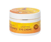 Alpine Silk Manuka Honey Eye Cream 30g jar with uplifting eye crème label, featuring UMF Manuka Honey.