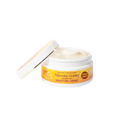 Alpine Silk Manuka Honey Moisture Cream 100g in an open jar showcasing the creamy texture inside.