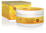 Alpine Silk Manuka Honey Night Cream 100g jar and box, nourishing night cream with Manuka honey and collagen.