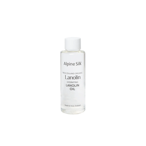 Alpine Silk Organic Lanolin Oil 100ml bottle for hydrating and softening skin, made in New Zealand.