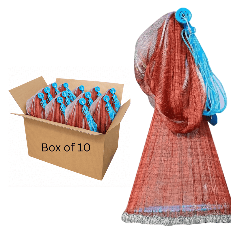 American style cast net for beginners Box of 10 nets Frisbee Style 6FT in a box with blue ties