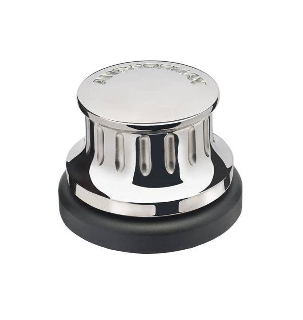 Anchormax Capstan - Close-up view of a sleek, chrome finished capstan ideal for marine applications.