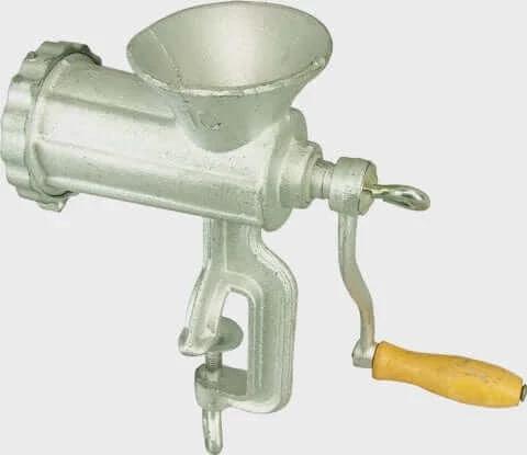 Anglers Mate Clamp On Mincer Size 10 hand-operated Berley mincer with clamp and crank handle for easy meat mincing.