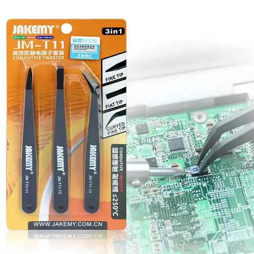 Anti-static Carbon Fiber Tweezers (3 piece) by That Watch Shop