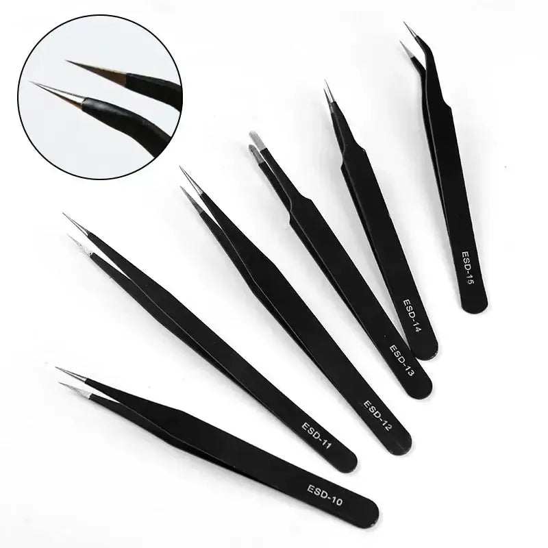 Anti-Static ESD Stainless Steel Curved Tweezers (6 different types available) by Habicare