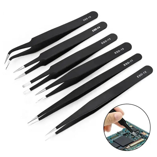 Anti-Static ESD Stainless Steel Curved Tweezers (6 different types available) by Habicare