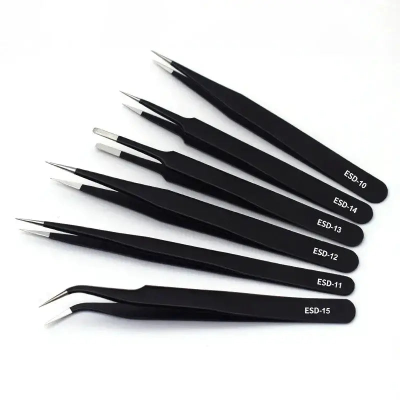 Anti-Static ESD Stainless Steel Curved Tweezers (6 different types available) by Habicare
