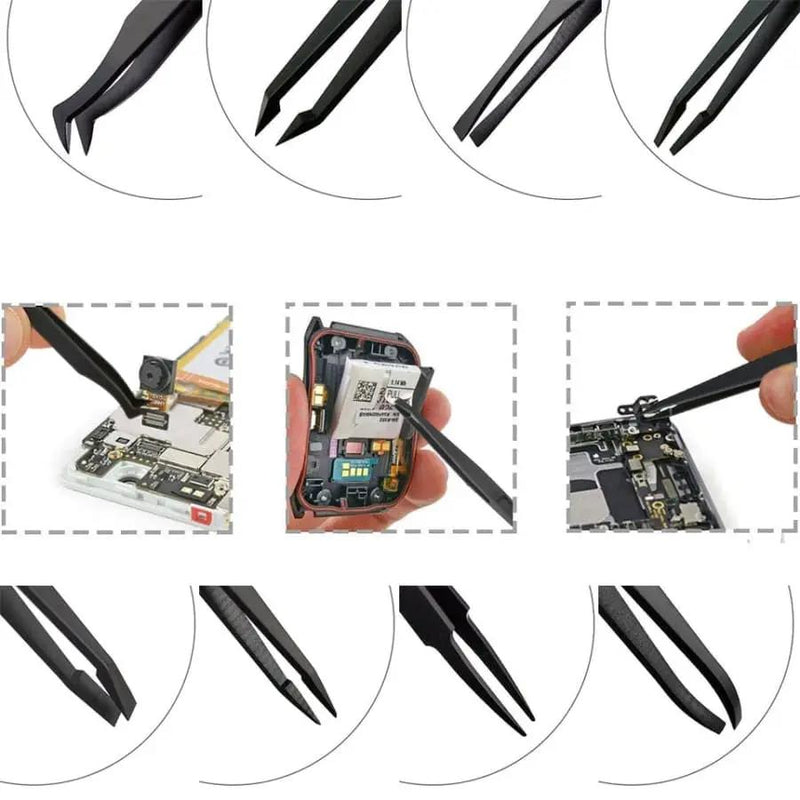 Anti-static Plastic Tweezers (8 piece) by That Watch Shop