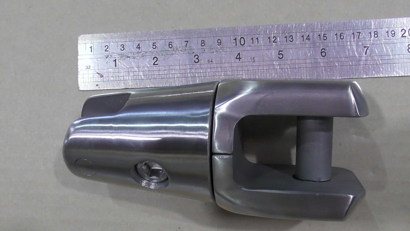 Kong Anchor Swivel SS-316 For 12-13-14mm Chain - In store, showing stainless steel design with measuring ruler.