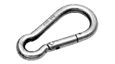 Karabiner Spring Hook 8mm - Each, durable metal hook with a breaking load of 600kg, size 80mm x 13mm x 8mm.