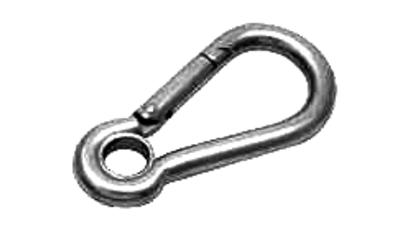 Karabiner Spring Hook w/ Eyelet 10mm - Each, stainless steel hook with eyelet for secure attachment.