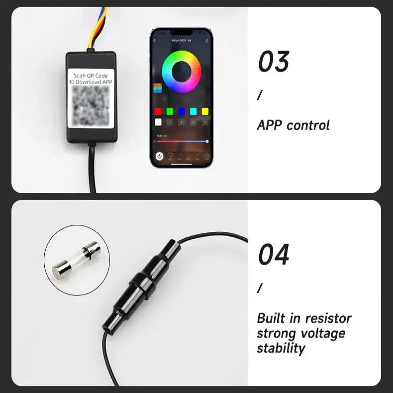 APP-Controlled LED Car Hood Light Strip (12V) by Habicare