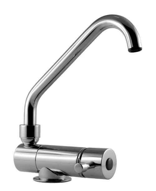 Single Lever Mixer Tap With Folding Spout, featuring a sleek chrome design and practical folding spout.
