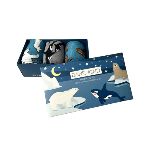 Arctic Animals Bamboo Socks Gift Box of 3 by Barekind NZ