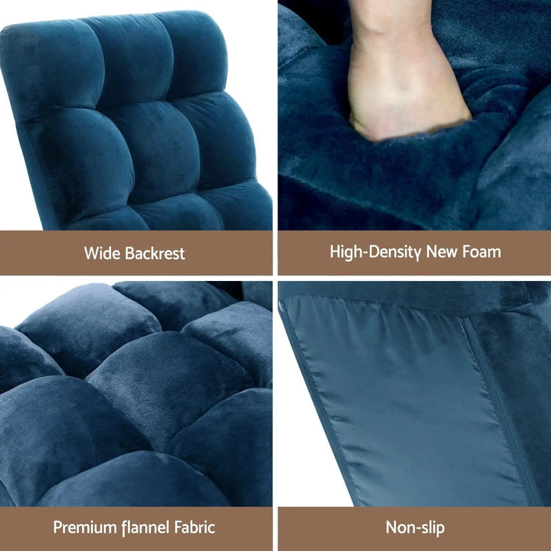 SportZone.co.nz Furniture > Bar Stools & Chairs > Arm Chairs & Recliners Artiss 2PCS Floor Lounge Sofa Bed Flannel Fabric Navy Artiss 2PCS Floor Lounge Sofa Bed Flannel Fabric Navy