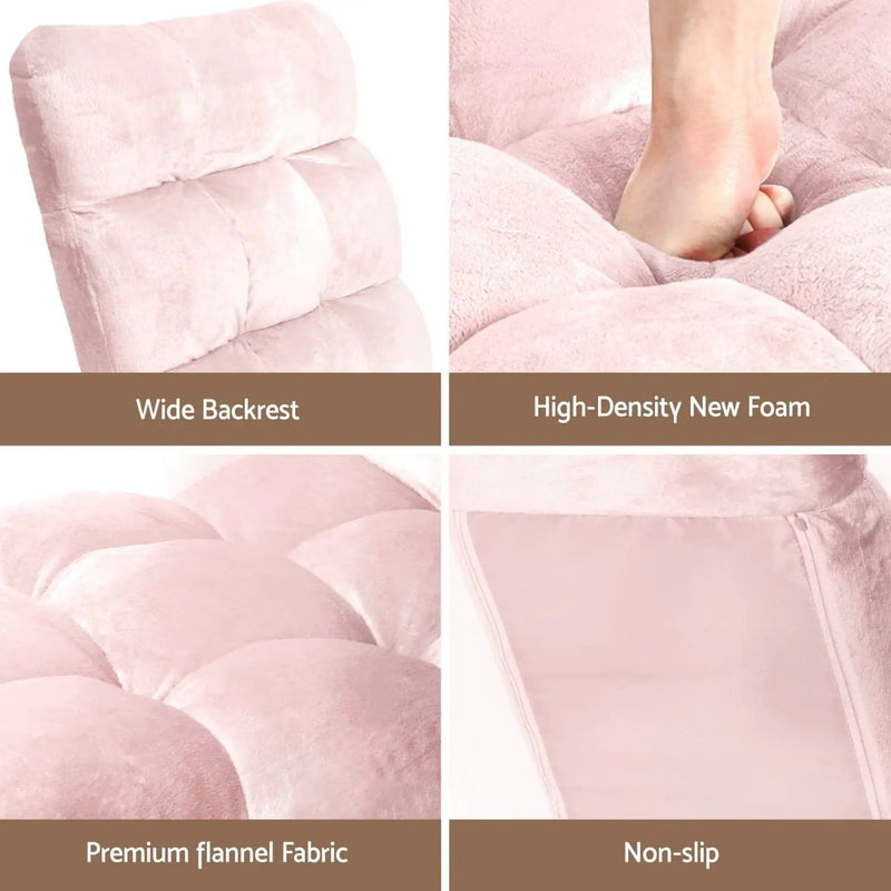 SportZone.co.nz Furniture > Bar Stools & Chairs > Arm Chairs & Recliners Artiss 2PCS Floor Lounge Sofa Bed Flannel Fabric Pink Artiss 2PCS Floor Lounge Sofa Bed Flannel Fabric Pink