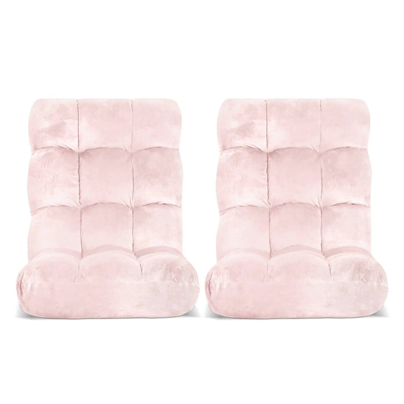 SportZone.co.nz Furniture > Bar Stools & Chairs > Arm Chairs & Recliners Artiss 2PCS Floor Lounge Sofa Bed Flannel Fabric Pink Artiss 2PCS Floor Lounge Sofa Bed Flannel Fabric Pink