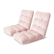 SportZone.co.nz Furniture > Bar Stools & Chairs > Arm Chairs & Recliners Artiss 2PCS Floor Lounge Sofa Bed Flannel Fabric Pink Artiss 2PCS Floor Lounge Sofa Bed Flannel Fabric Pink