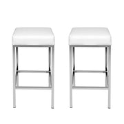 Artiss 2x Bar Stools Leather Padded Metal White by SportZone.co.nz