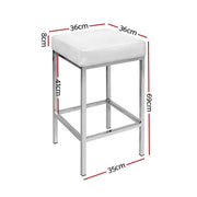 Artiss 2x Bar Stools Leather Padded Metal White by SportZone.co.nz