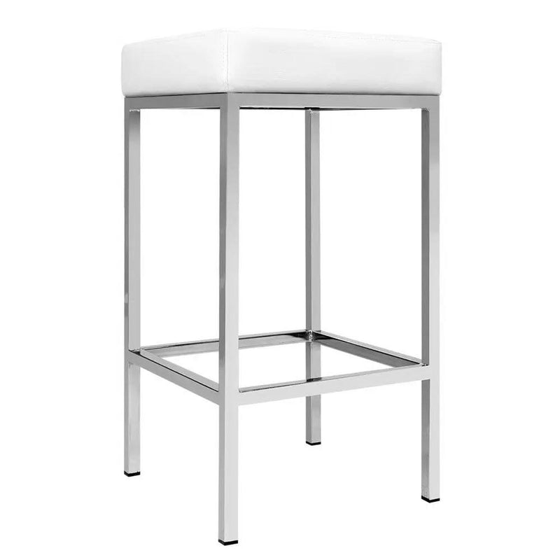Artiss 2x Bar Stools Leather Padded Metal White by SportZone.co.nz