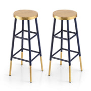 SportZone.co.nz Furniture > Bar Stools & Chairs > Table & Bar Stools Artiss 2x Bar Stools Metal Gold Navy Artiss 2x Bar Stools Metal Gold Navy
