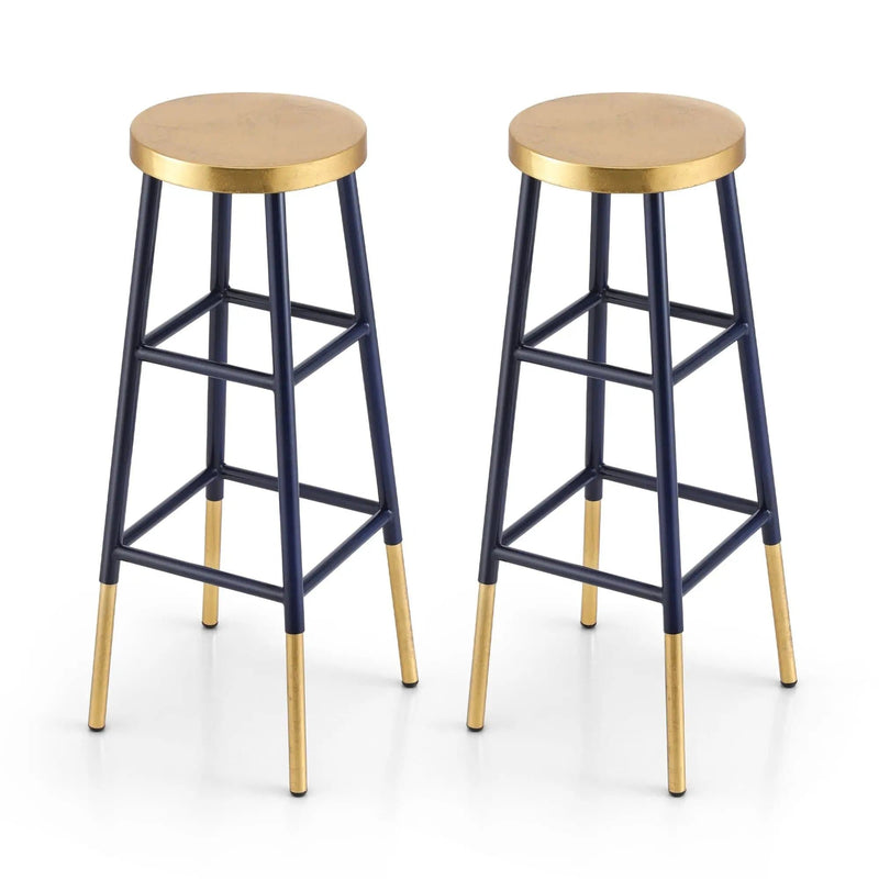 SportZone.co.nz Furniture > Bar Stools & Chairs > Table & Bar Stools Artiss 2x Bar Stools Metal Gold Navy Artiss 2x Bar Stools Metal Gold Navy