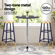 SportZone.co.nz Furniture > Bar Stools & Chairs > Table & Bar Stools Artiss 2x Bar Stools Metal Gold Navy Artiss 2x Bar Stools Metal Gold Navy