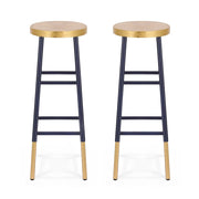 SportZone.co.nz Furniture > Bar Stools & Chairs > Table & Bar Stools Artiss 2x Bar Stools Metal Gold Navy Artiss 2x Bar Stools Metal Gold Navy